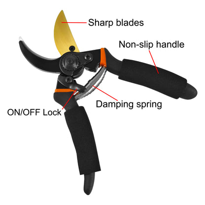 8" Professional Pruner Garden Tools - Premium Bypass Pruning Shears