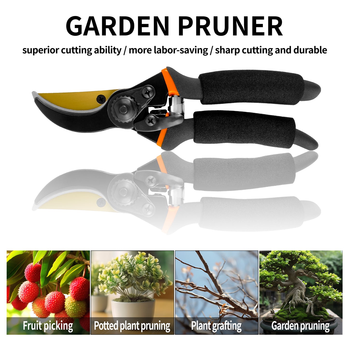 8" Professional Pruner Garden Tools - Premium Bypass Pruning Shears